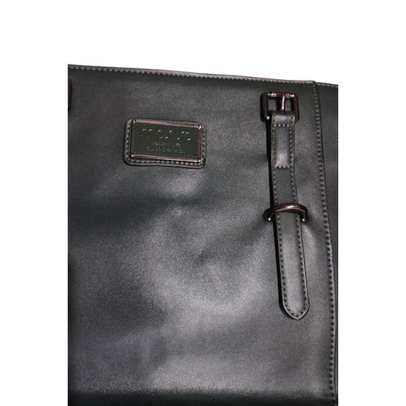Mossimo Leather Laptop Tote Bag 13 inch Inside Messenger Bag Dark Green - Picture 6 of 14